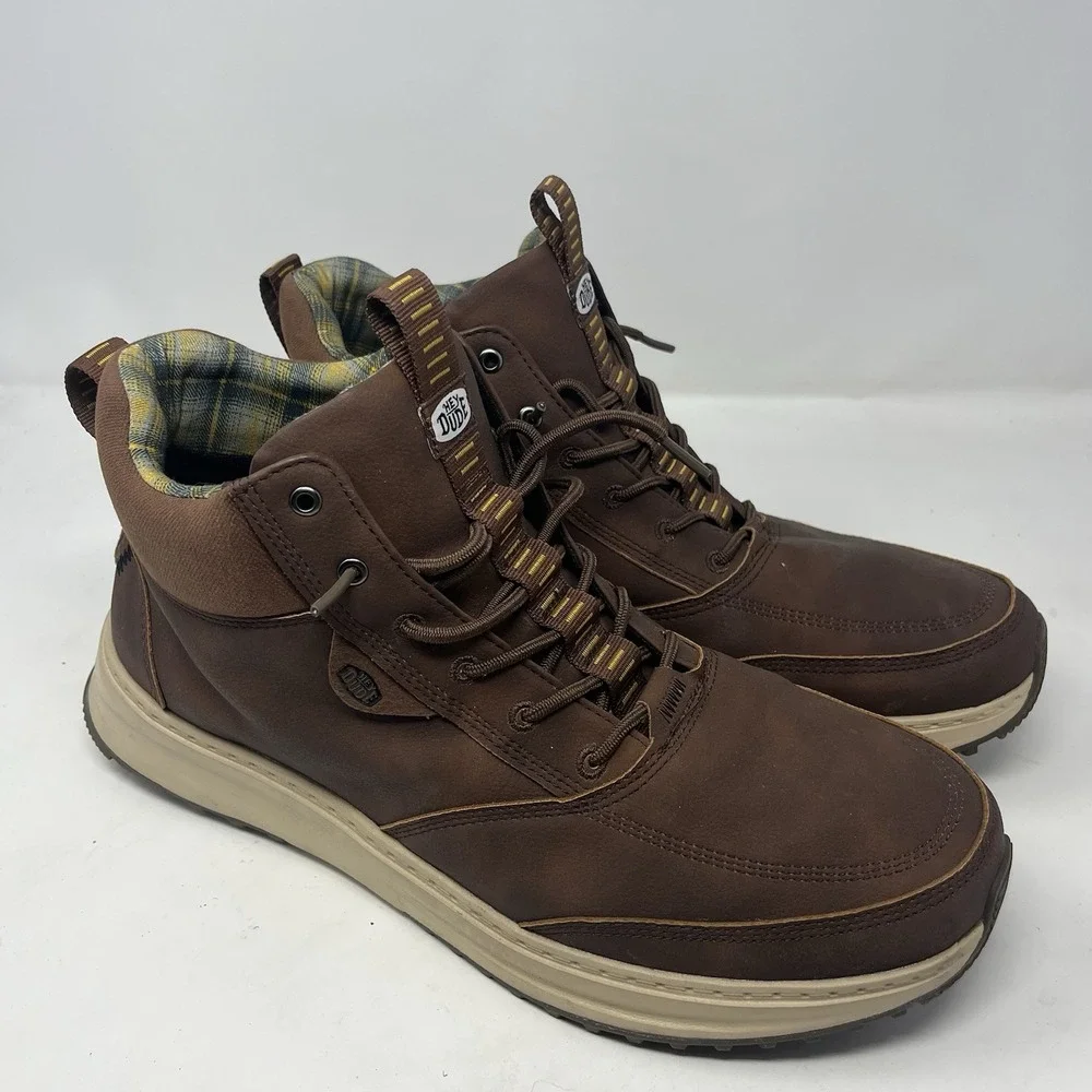 Hey Dude Boots Men's 14 Brown Tahoe Classic Mid Top Chukka Comfort Outdoor